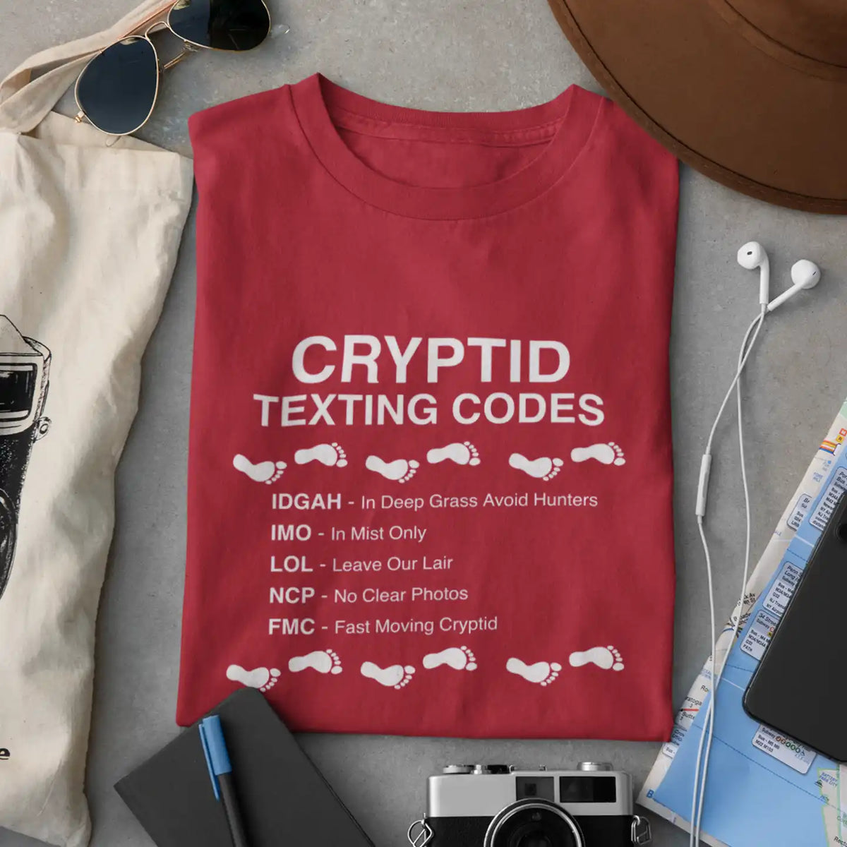 Cryptid Texting Codes T-Shirt — Funny Bigfoot/Nessie Sasquatch Meme Tee for Cryptid Fans