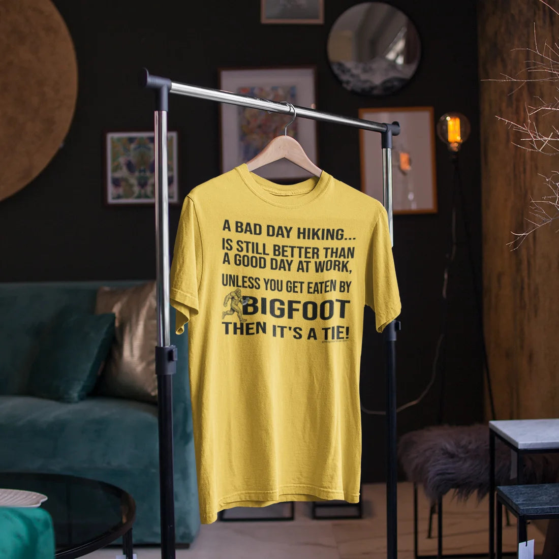 Bigfoot Hiking T-Shirt — “A Bad Day Hiking… Is Still Better Than A Good Day At Work”