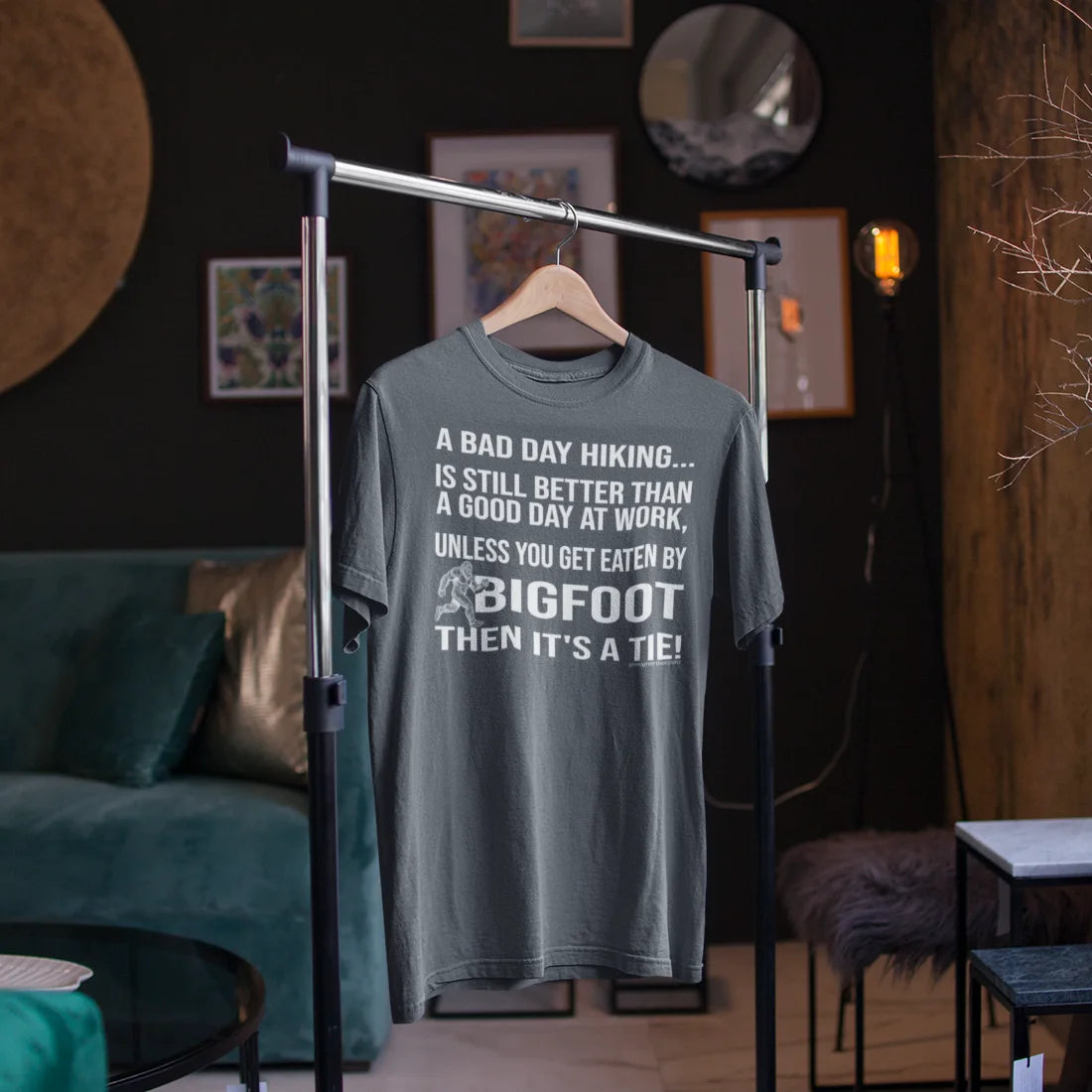 Bigfoot Hiking T-Shirt — “A Bad Day Hiking… Is Still Better Than A Good Day At Work”
