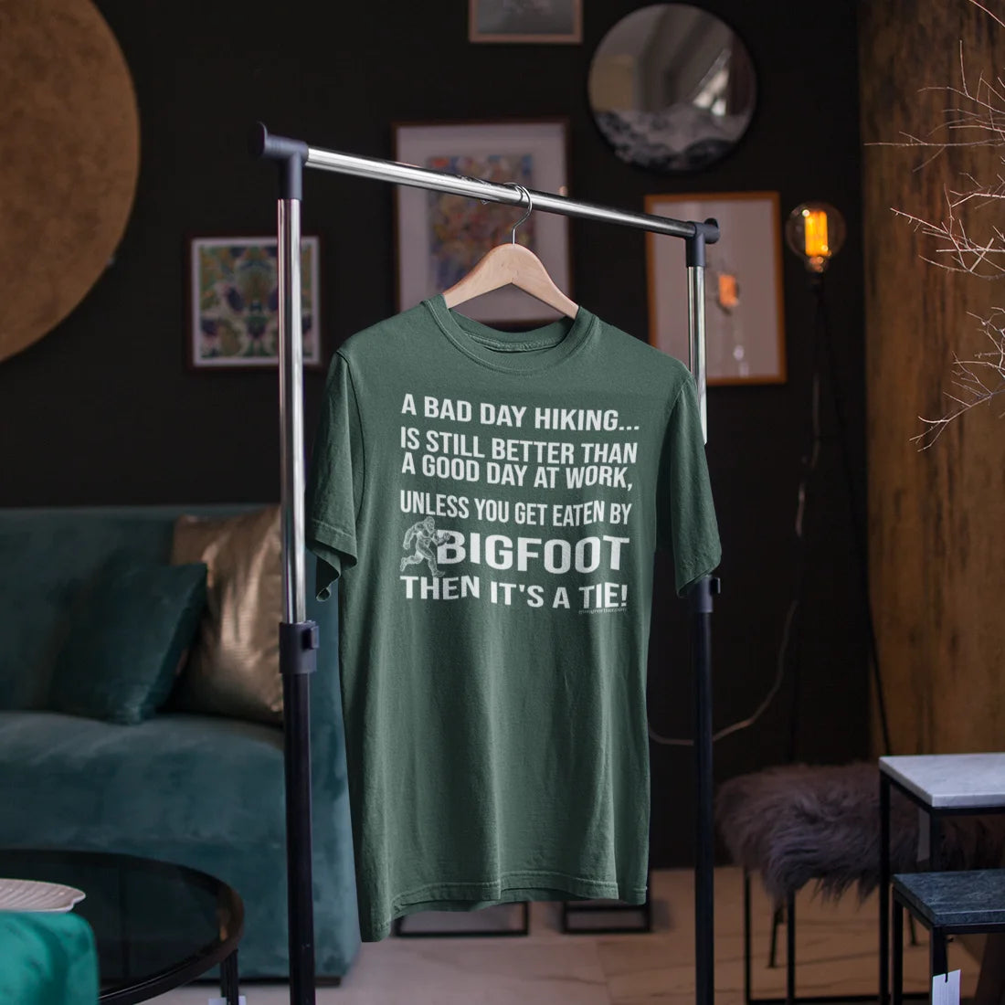 Bigfoot Hiking T-Shirt — “A Bad Day Hiking… Is Still Better Than A Good Day At Work”
