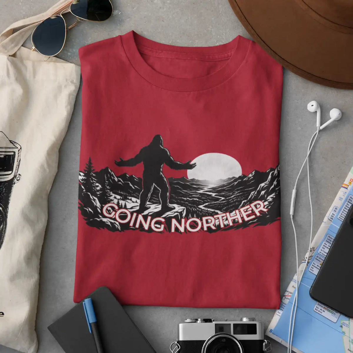 Going Norther Bigfoot Moonlit Mountain T-Shirt
