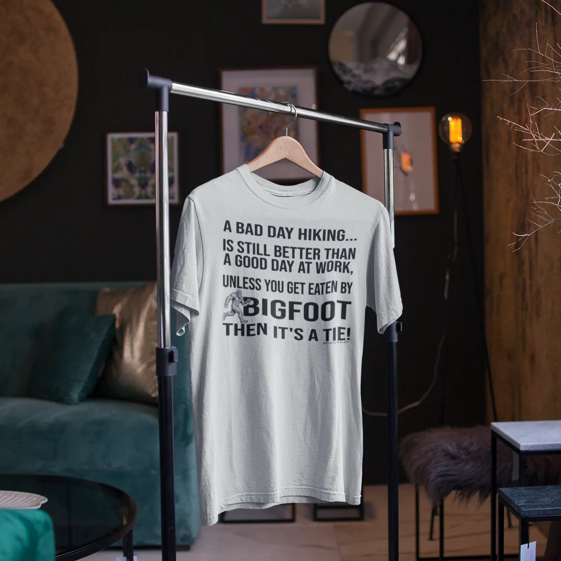 Bigfoot Hiking T-Shirt — “A Bad Day Hiking… Is Still Better Than A Good Day At Work”