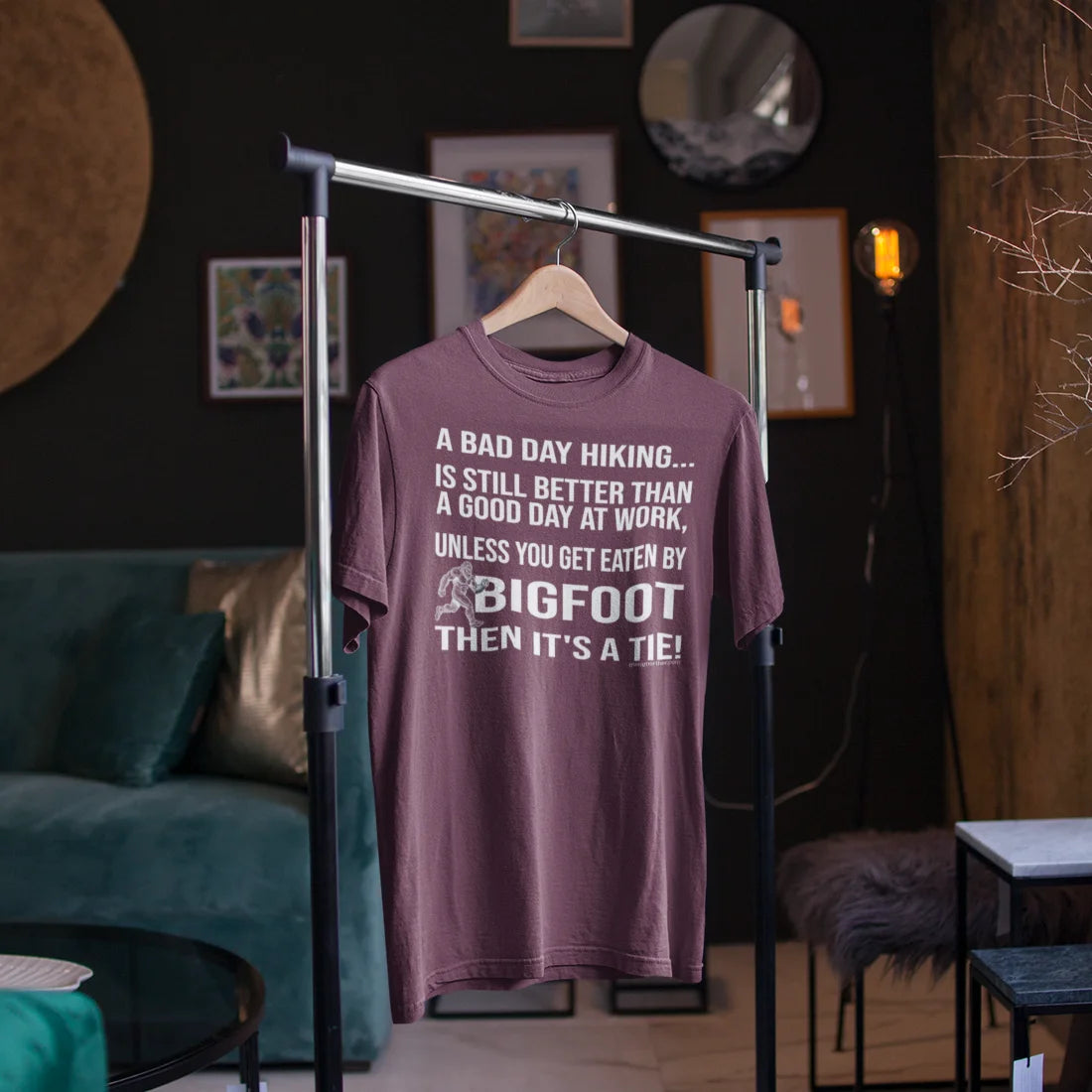 Bigfoot Hiking T-Shirt — “A Bad Day Hiking… Is Still Better Than A Good Day At Work”