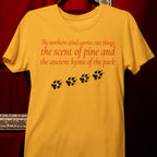 Pine & Pack Wolf Pack Tee — 'The northern wind carries two things' Paw Print Shirt