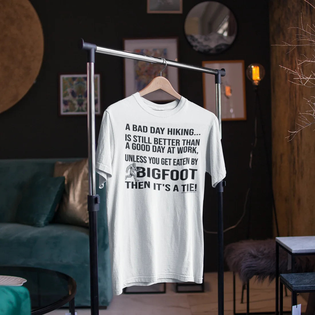 Bigfoot Hiking T-Shirt — “A Bad Day Hiking… Is Still Better Than A Good Day At Work”